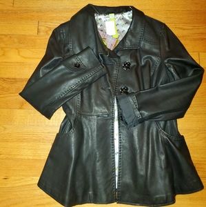 S & K Flared Butter Soft Leather Jacket W/Bow Bck